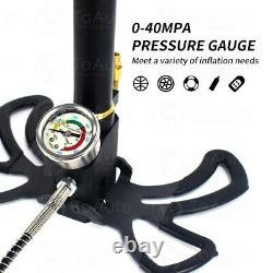 4 Stage 4500PSI PCP Air Tank Rifle Filling Stirrup Hand Pump High Pressure Gauge