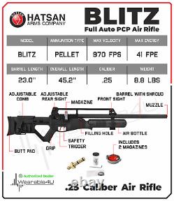 Bundle Hatsan Blitz. 25 caliber PCP air rifle + 600 pellets + extra magazine