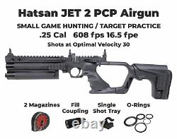 HATSAN Jet 2 Black. 25 cal PCP Air Pistol Converts to Air Rifle with Pellets