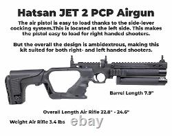 HATSAN Jet 2 Black. 25 cal PCP Air Pistol Converts to Air Rifle with Pellets