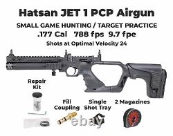 HATSAN Jet I Black. 177 cal PCP Air Pistol Converts to Air Rifle with Pellets