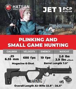 HATSAN Jet I Black. 25 cal PCP Air Pistol Converts to Air Rifle with Pellets