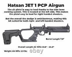 HATSAN Jet I Black. 25 cal PCP Air Pistol Converts to Air Rifle with Pellets