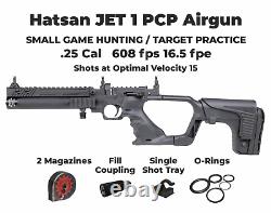 HATSAN Jet I Black. 25 cal PCP Air Pistol Converts to Air Rifle with Pellets