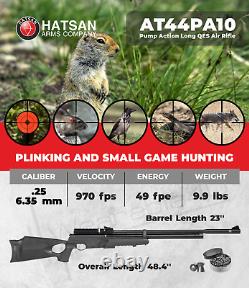 Hatsan AT44PA10 Pump Long QES. 25 Cal Air Rifle with Targets and Pellets Bundle