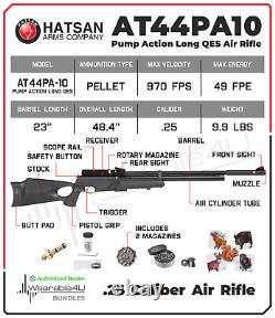 Hatsan AT44PA10 Pump Long QES. 25 Cal Air Rifle with Targets and Pellets Bundle