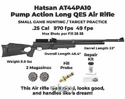 Hatsan AT44PA10 Pump Long QES. 25 Cal Air Rifle with Targets and Pellets Bundle