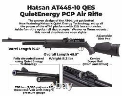 Hatsan AT44S-10 QE QuietEnergy with Open Sights. 22 cal PCP Air Rifle