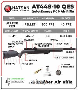 Hatsan AT44S-10 QE QuietEnergy with Open Sights Precharged pneumatic Air Rifle