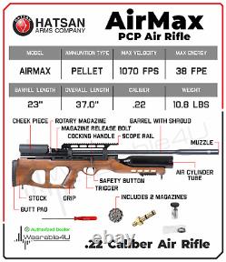 Hatsan AirMax. 22 Cal Hardwood Stock QuietEnergy QE PCP AirRifle