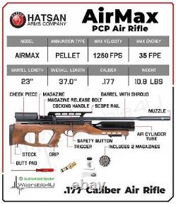 Hatsan AirMax PCP QE Bullpup PCP Side-lever Hardwood Stock. 177 Cal Air Rifle