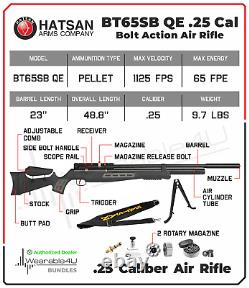 Hatsan BT65SB Quiet Energy QE. 25 Cal Bolt Action Air Rifle with Pellets Bundle