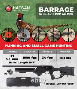 Hatsan Barrage. 22 Caliber PCP Air Rifle with Paper Targets and Pellets Bundle