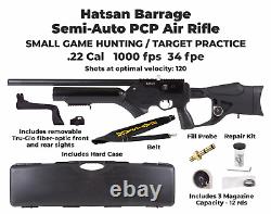 Hatsan Barrage. 22 Caliber PCP Air Rifle with Paper Targets and Pellets Bundle