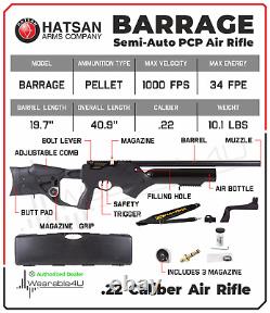 Hatsan Barrage. 22 Caliber Semi-Auto PCP Precharged Pneumatic Air Rifle