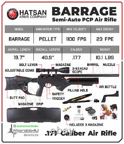 Hatsan Barrage PCP. 177 Caliber Air Rifle with Scope & Targets & Pellets Bundle