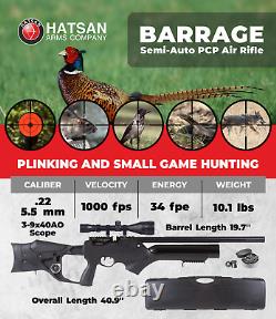 Hatsan Barrage PCP. 22 Caliber Air Rifle with Scope & Targets & Pellets Bundle