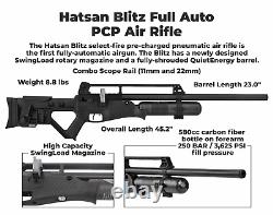 Hatsan Blitz Full Auto PCP. 25 Cal Air Rifle with Scope & Targets & Pellets Bundle