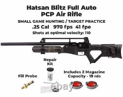 Hatsan Blitz Full Auto PCP. 25 Cal Air Rifle with Scope & Targets & Pellets Bundle