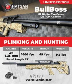 Hatsan BullBoss Limited Edition. 25Cal PCP Side Lever Digital Tan Camo Air Rifle