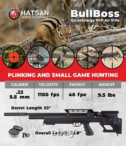 Hatsan BullBoss QE. 22 Cal PCP Air Rifle with Targets and 250x Pellets Bundle