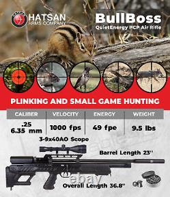 Hatsan BullBoss QE. 25 Cal PCP Air Rifle with Scope & Targets and Pellets Bundle