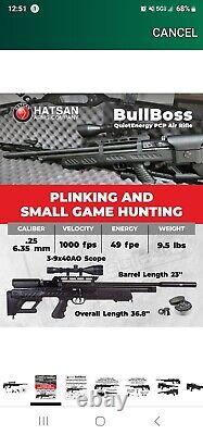 Hatsan BullBoss QE QUIETENERGY. 25 Cal PCP Precharged Pneumatic Air Rifle/case&bp