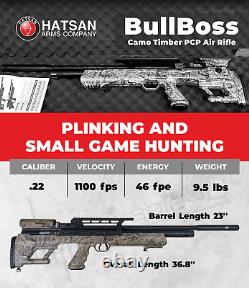 Hatsan BullBoss Timber QE. 22 Cal PCP Air Rifle with Scope and Targets and Pellets