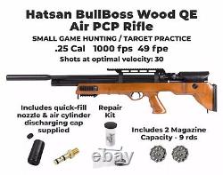 Hatsan BullBoss Wood QE. 25 Cal PCP Side Lever Air Rifle HGBullBoss-25W