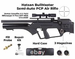 Hatsan BullMaster. 25 Cal PCP Air Rifle withScope and Pellets & Hard Case Bundle
