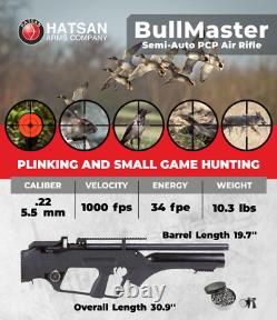 Hatsan BullMaster Semi-Auto. 22 Cal PCP Air Rifle and Pack of 250 Pellets Bundle