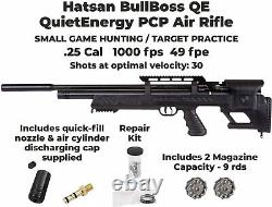 Hatsan Bullboss. 25 Caliber PCP Air Rifle with 1-6x24 Riflescope, Bipod, & Pellets