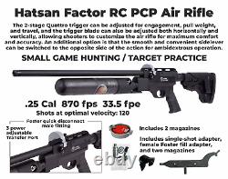 Hatsan Factor RC PCP. 25 Cal Air Rifle with Scope and Pellets and Hard Case Bundle