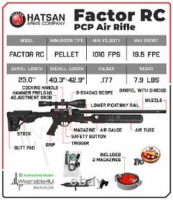 Hatsan Factor RC PCP Side Lever Action Air Rifle with Wearable4U Bundle