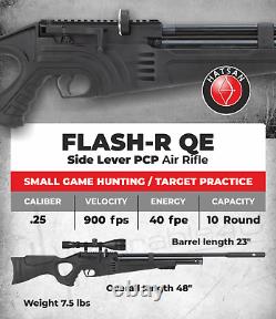 Hatsan Flash-R QE PCP Regulated. 25 Cal Air Rifle withTargets &Pellets &Scope&Case