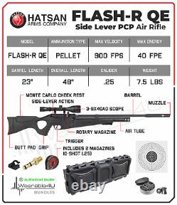 Hatsan Flash-R QE PCP Regulated. 25 Cal Air Rifle withTargets &Pellets &Scope&Case