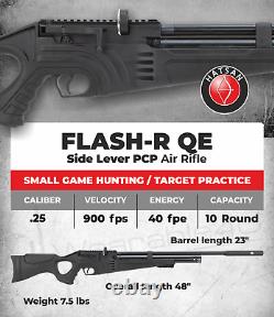 Hatsan Flash-R QE Side Lever PCP Regulated. 25 Cal Air Rifle withTargets & Pellets