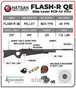 Hatsan Flash-R QE Side Lever PCP Regulated. 25 Cal Air Rifle withTargets & Pellets