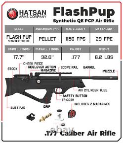 Hatsan FlashPup QE Air Rifle, PCP Pneumatic Air Gun with Pellets. 177.22.25