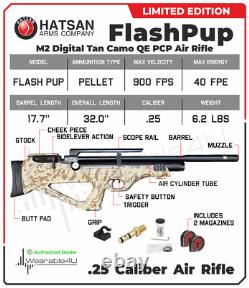 Hatsan FlashPup QE Limited Edition. 25 Cal 900 FPS Side Lever PCP Air Rifle