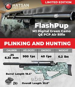 Hatsan FlashPup QE Limited Edition. 25 Cal PCP DG Air Rifle with Targets & Pellets