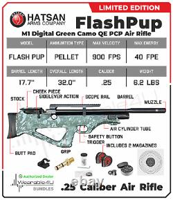 Hatsan FlashPup QE Limited Edition. 25 Cal PCP DG Air Rifle with Targets & Pellets