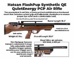 Hatsan FlashPupQE. 25 Cal PCP Air Rifle with Paper Targets and Pellets Bundle