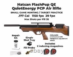 Hatsan FlashPupQE PCP. 177 Cal Air Rifle with Paper Targets and Pellets Bundle