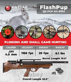 Hatsan FlashPupQE PCP Air Rifle with 100x Paper Targets and Pellets Bundle