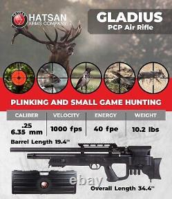 Hatsan Gladius. 25 Cal PCP Bullpup Side Lever Air Rifle with Targets and Pellets