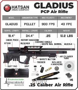 Hatsan Gladius. 25 Cal PCP Bullpup Side Lever Air Rifle with Targets and Pellets