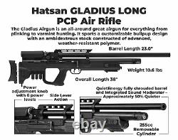 Hatsan Gladius Long PCP. 22 Cal Air Rifle with Scope & Targets and Pellets Bundle