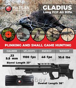Hatsan Gladius Long PCP. 22 Caliber Air Rifle with Targets and Pellets Bundle