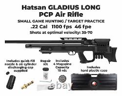 Hatsan Gladius Long PCP. 22 Caliber Air Rifle with Targets and Pellets Bundle